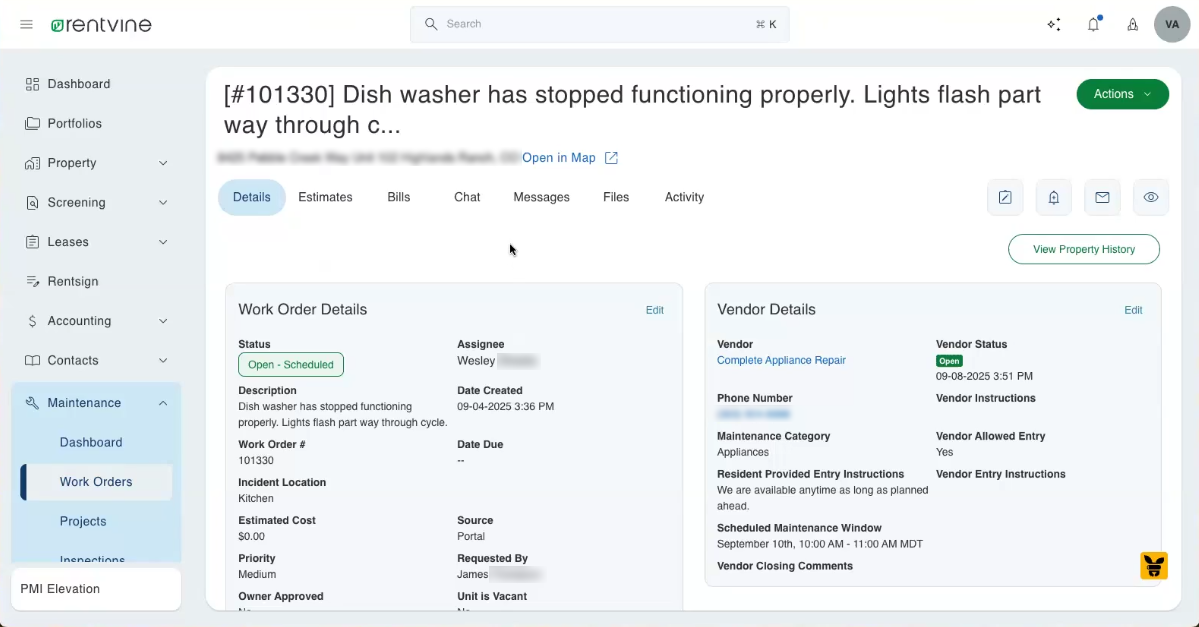 Work natively with Vendoroo inside Rentvine