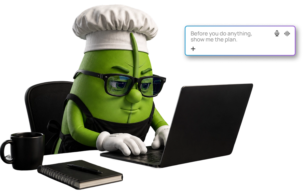 Vinnie using a laptop with Claude