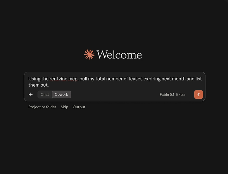 Claude chat using Rentvine MCP tools