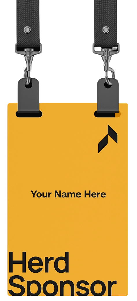 Be Herd conference lanyard badge mockup labeled Herd Sponsor